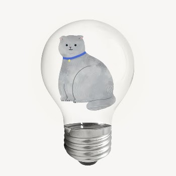Cute cat sticker, light bulb | Free PSD - rawpixel