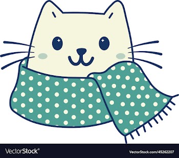 cute cat with winter scarf