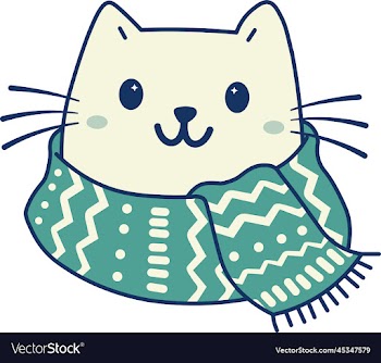 cute cat with winter scarf