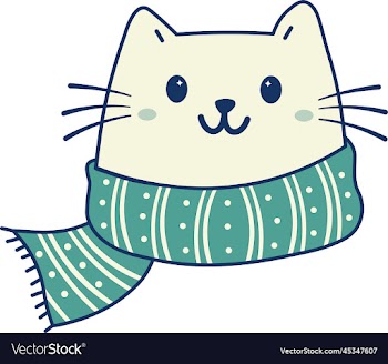 cute cat with winter scarf