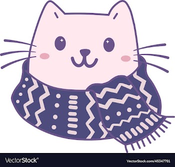 cute cat with winter scarf