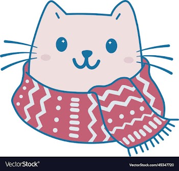 cute cat with winter scarf
