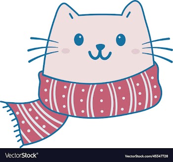 cute cat with winter scarf