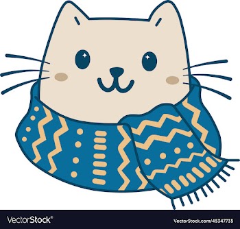 cute cat with winter scarf