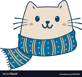 cute cat with winter scarf