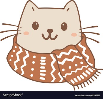 cute cat with winter scarf