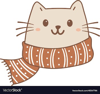 cute cat with winter scarf