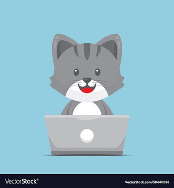 cute cat working with laptop
