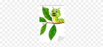 Cute Caterpillar Cartoon Eating Leaf Wall Mural • Pixers® - Cartoon Caterpillar