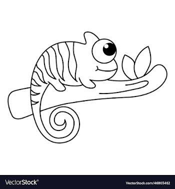 cute chameleon cartoon coloring page for