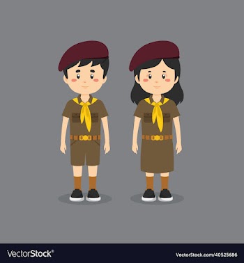 cute character wearing indonesian thai school