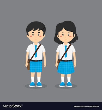 cute character wearing school uniform