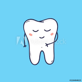 Cute cheerful molar tooth with peaceful face