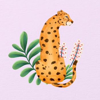 Cute cheetah background, purple design | Free Photo Illustration - rawpixel
