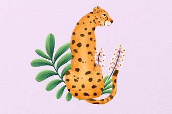 Cute cheetah background, purple design | Free Photo Illustration - rawpixel