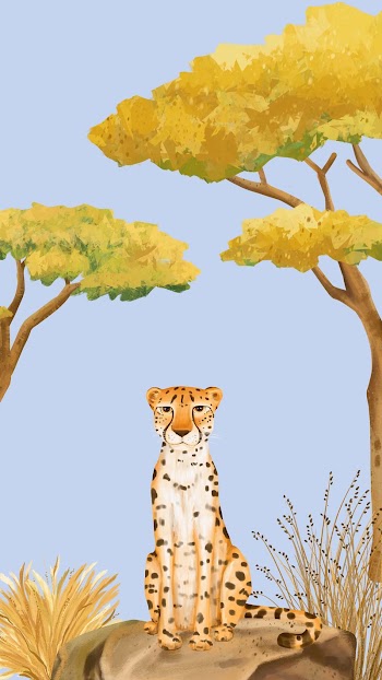 Cute cheetah iPhone wallpaper, blue | Free Photo Illustration - rawpixel