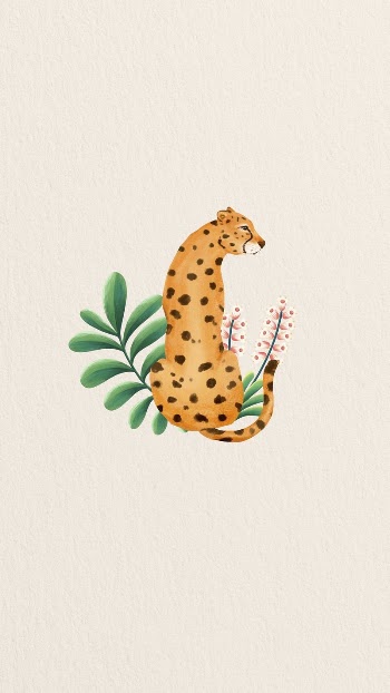 Cute cheetah mobile wallpaper, beige | Free Photo Illustration - rawpixel