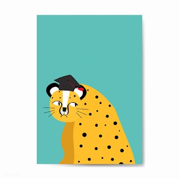 Cute cheetah wearing a graduation hat vector | Free stock vector - 477017