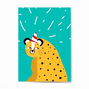 Cute cheetah wearing a party hat vector | Free stock vector - 477084