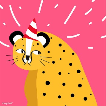 Cute cheetah wearing a party hat vector | Free stock vector - 477188