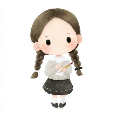 Cute Chibi Girl with Braided Pigtails Cute Chibi Girl with Braided Pigtails