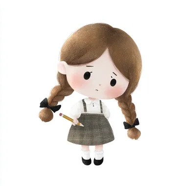 Cute Chibi Girl with Braided Pigtails Cute Chibi Girl with Braided Pigtails