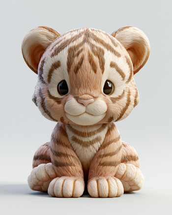 Cute Chibi Tiger 3D Render