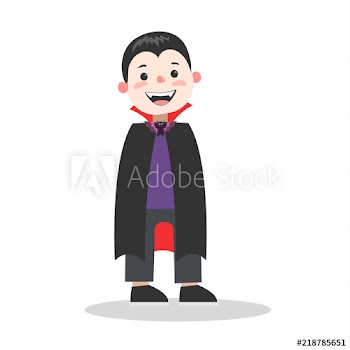Cute child in a halloween vampire costume