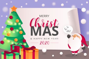 Cute christmas background with santa character Free Vector