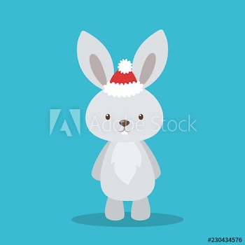 Cute christmas bunny in Santa hat