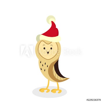 Cute christmas owl in red Santa hat