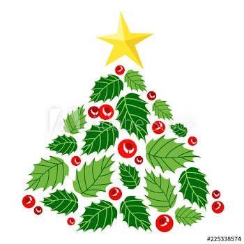 Cute christmas tree made of holly berry