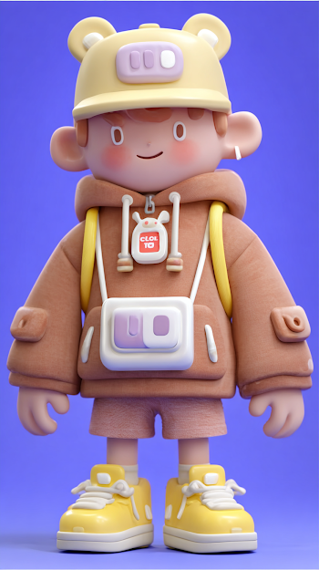 Cute Clay Character Boy with Cap
