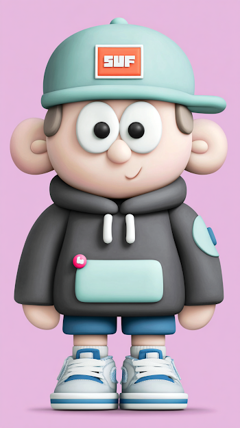 Cute Clay Character Boy with Cap