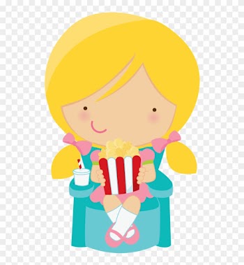 Cute Clipart Girl Eating Popcorn Minus - Girl Eating Popcorn Cartoon