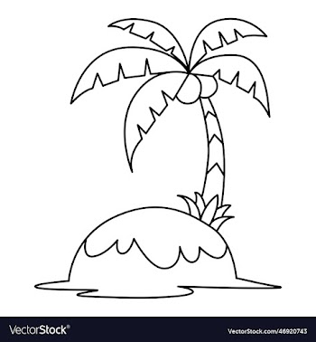 cute coconut tree cartoon coloring page