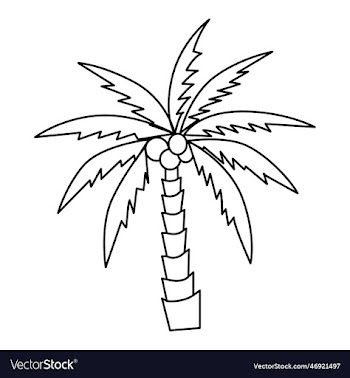 cute coconut tree cartoon coloring page