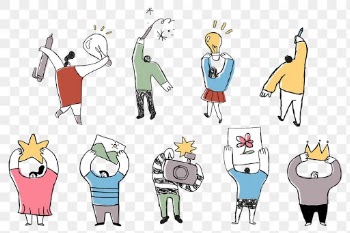 Cute colorful business png cartoon icons set