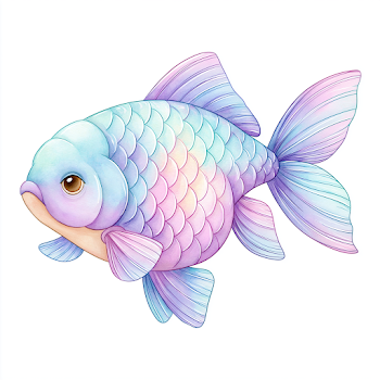 Cute Colorful Fish Illustration on White Background