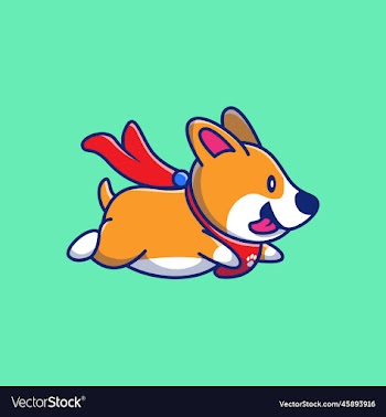 cute corgi dog super flying cartoon