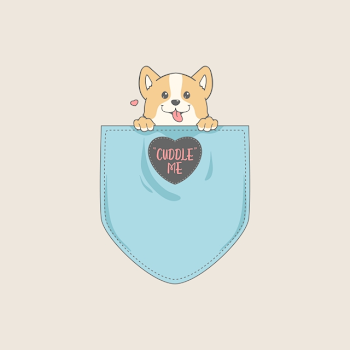 Cute Corgi In Pocket T-shirt. Cuddle Me Typography With Love ...