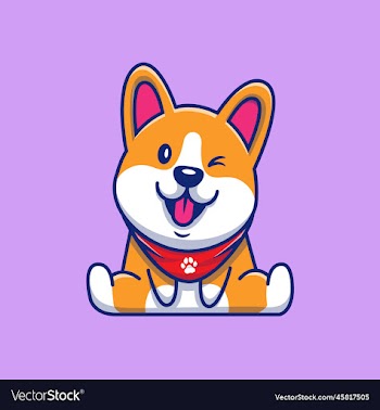 cute corgi sitting cartoon
