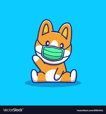 cute corgi wearing medical mask cartoon