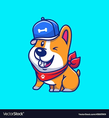 cute corgi with baseball and hat cartoon