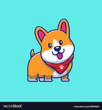 cute corgi with scarf cartoon