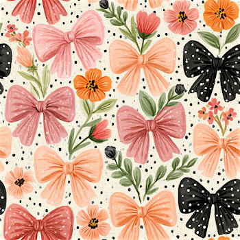 Cute Country Preppy Pattern with Bows and Polka Dots