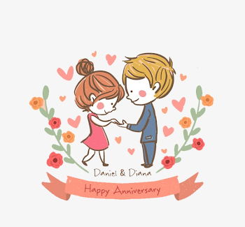 Cute Couple Anniversary Greeting Card Vector, Couple Vector, Card ...