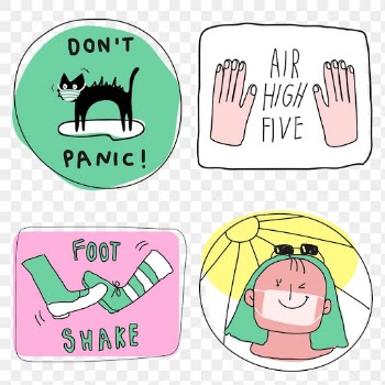 Cute COVID-19 png doodle journal stickers set
