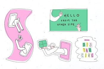 Cute COVID-19 vector doodle journal stickers set