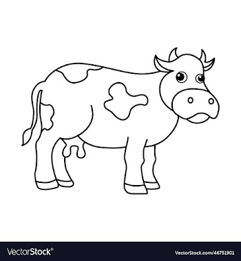 cute cow cartoon coloring page for kids